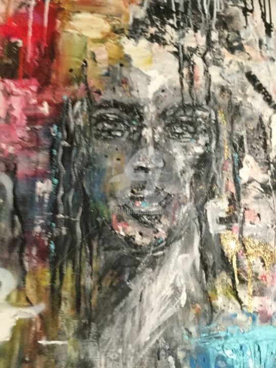 Painting titled "Tes yeux" by Isabelle Pace, Original Artwork, Oil