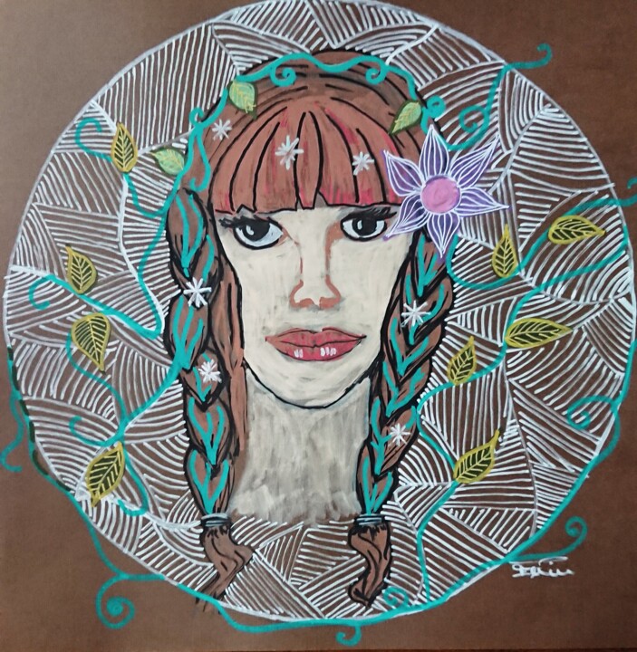 Drawing titled "Angélique" by Isabelle Pain, Original Artwork, Marker