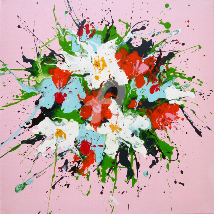 Painting titled "Bloom 3" by Isabelle Pelletane, Original Artwork, Acrylic Mounted on Wood Stretcher frame