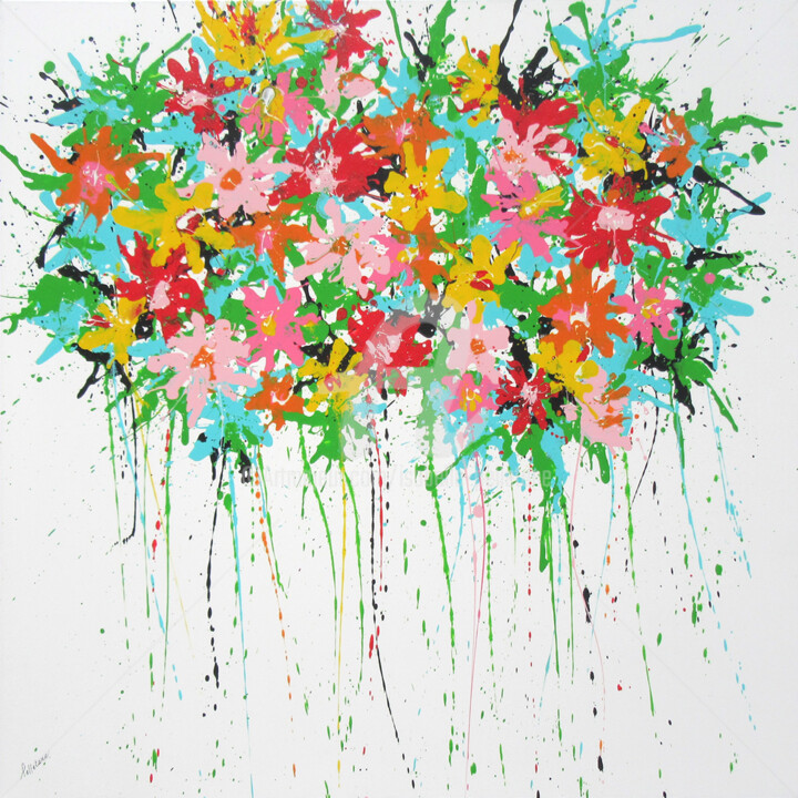 Peinture intitulée "Summer Bloom" par Isabelle Pelletane, Œuvre d'art originale, Acrylique Monté sur Châssis en bois