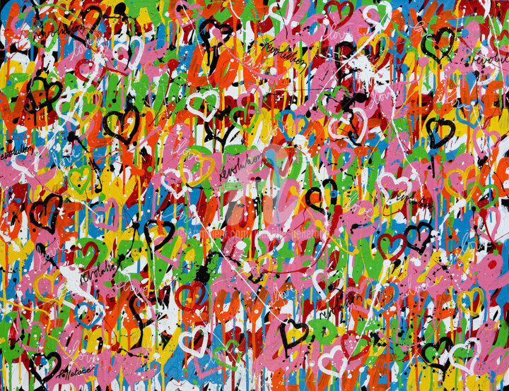 제목이 "Love Revolution"인 미술작품 Isabelle Pelletane로, 원작, 아크릴 나무 들것 프레임에 장착됨