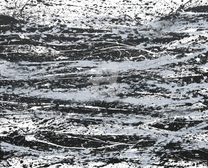 Картина под названием "Dark Water" - Isabelle Pelletane, Подлинное произведение искусства, Акрил Установлен на Деревянная ра…
