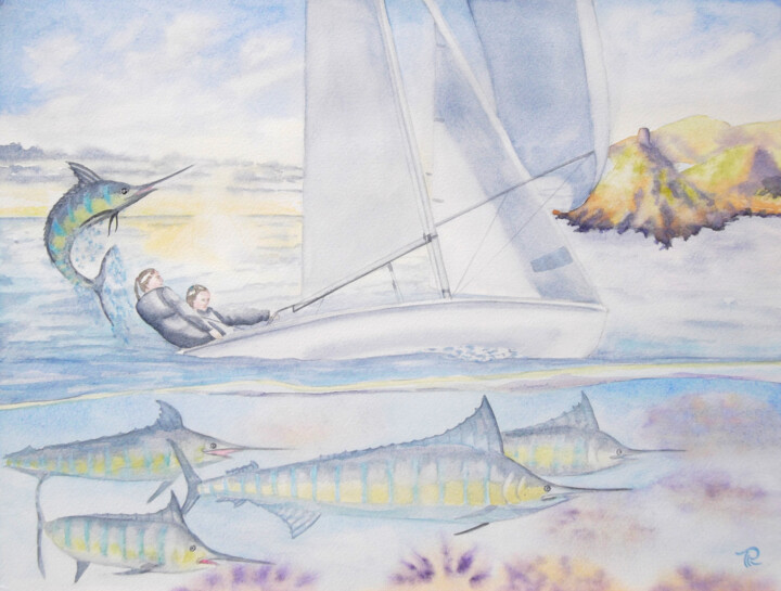 「AQUARELLE originale…」というタイトルの絵画 Isabelle Redonnetによって, オリジナルのアートワーク, 水彩画
