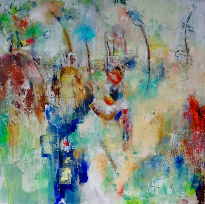 Painting titled "les 20 km de bruxel…" by Isabelle Reygaerts, Original Artwork, Oil