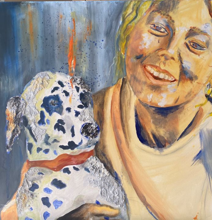 Painting titled "Charlotte and Pipa" by Isabelle Reygaerts, Original Art, Oil
