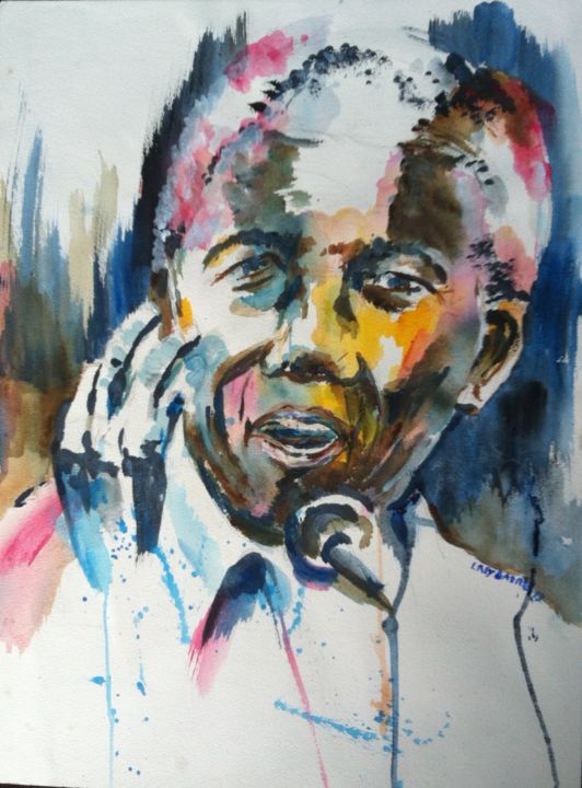Peinture intitulée "Nelson Mandela" par Isabelle Reygaerts, Œuvre d'art originale, Acrylique