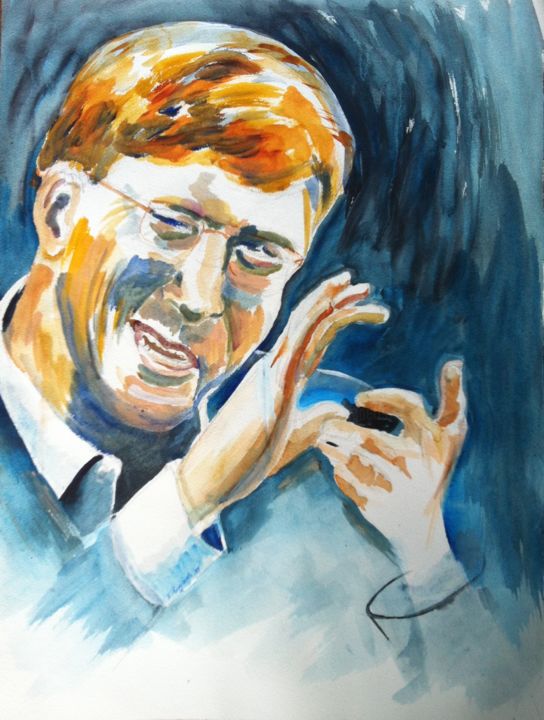 Painting titled "Bill Gates" by Isabelle Reygaerts, Original Artwork, Acrylic