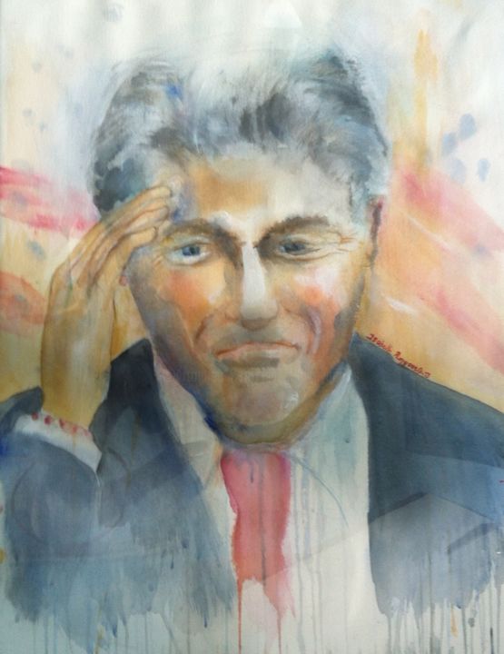 Painting titled "Bill Clinton" by Isabelle Reygaerts, Original Artwork, Acrylic