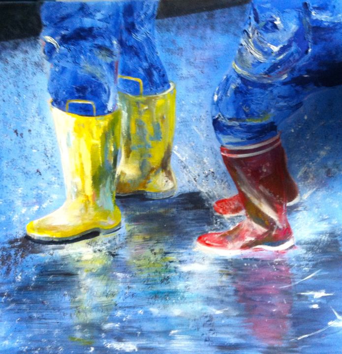 Painting titled "les bottes" by Isabelle Reygaerts, Original Artwork
