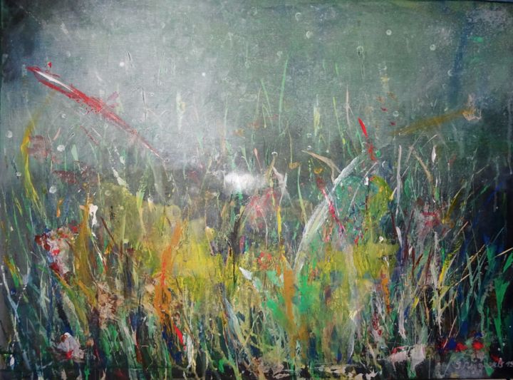 Peinture intitulée "les herbes folles" par Isabelle Reygaerts, Œuvre d'art originale, Acrylique