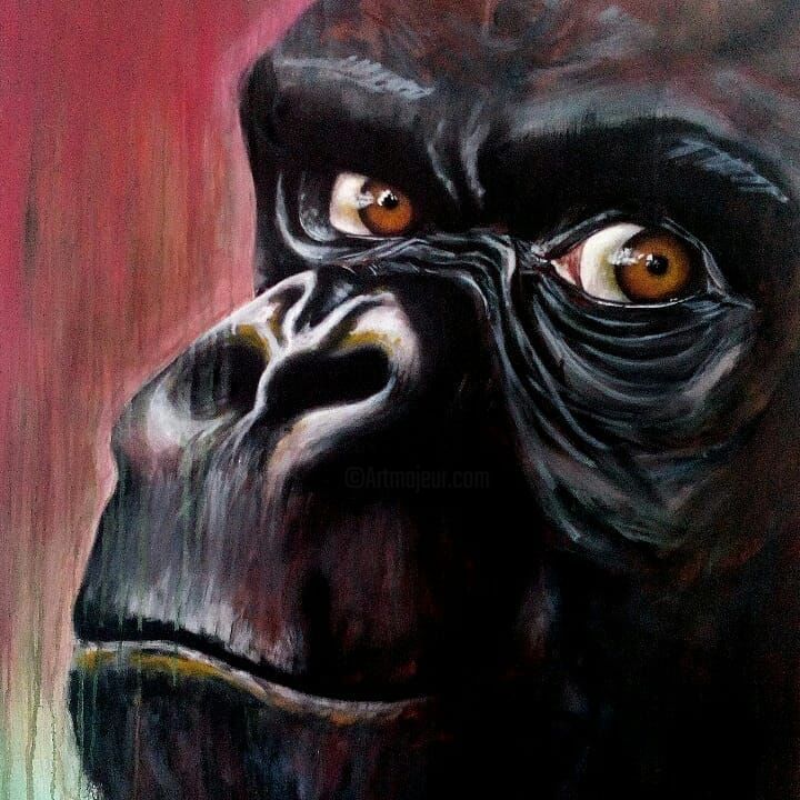 Painting titled "Primates II" by Isabelle Roye, Original Artwork, Oil