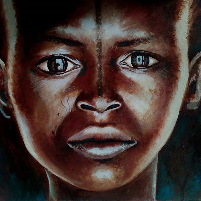 Painting titled "African" by Isabelle Roye, Original Artwork, Oil