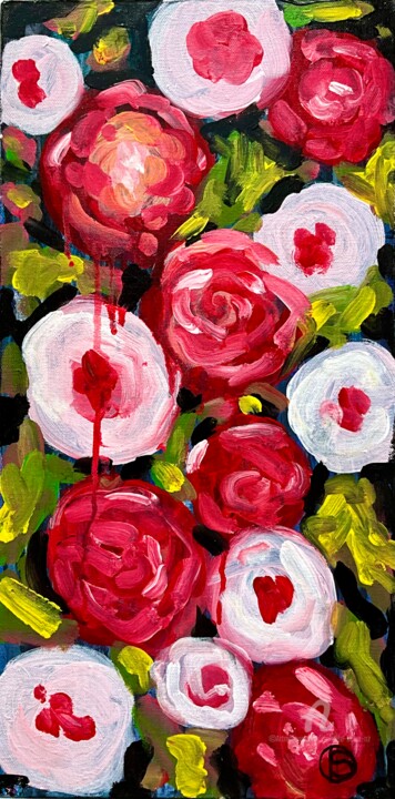 Painting titled "Roses of may" by Isabelle Sarre, Original Artwork, Acrylic