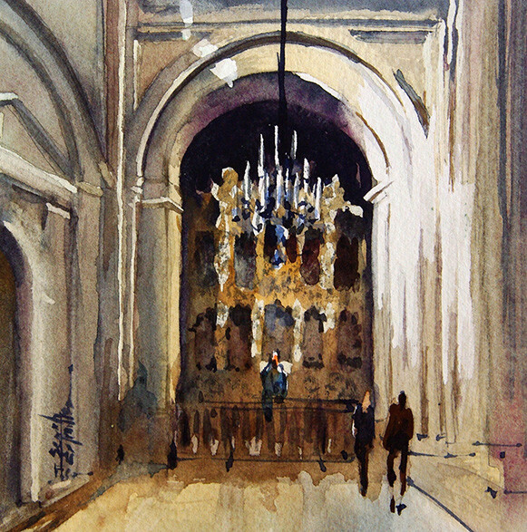 Painting titled "aquarelle I Seruch…" by Isabelle Seruch Capouillez, Original Artwork, Watercolor