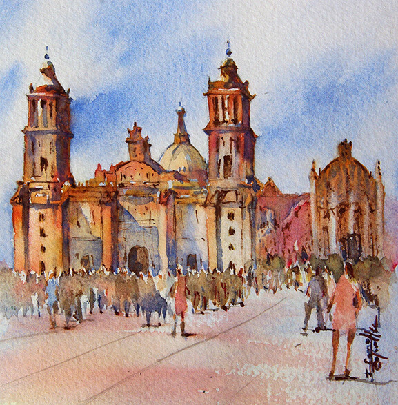 Painting titled "aquarelle I Seruch…" by Isabelle Seruch Capouillez, Original Artwork, Watercolor