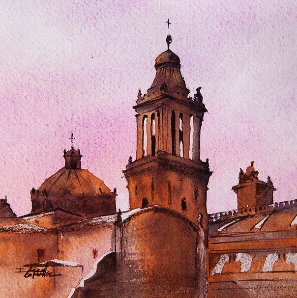 Painting titled "aquarelle I Seruch…" by Isabelle Seruch Capouillez, Original Artwork, Watercolor