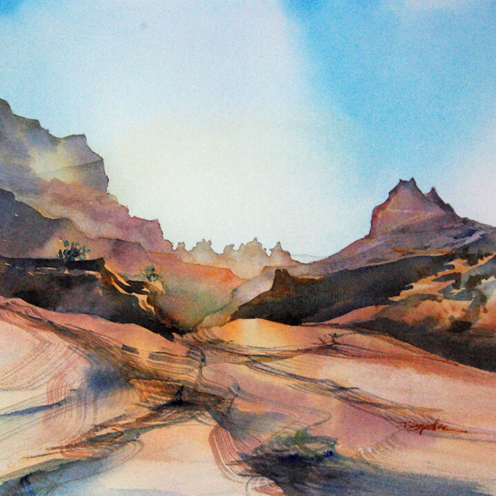 Painting titled "25x25-f3-28" by Isabelle Seruch Capouillez, Original Artwork, Watercolor