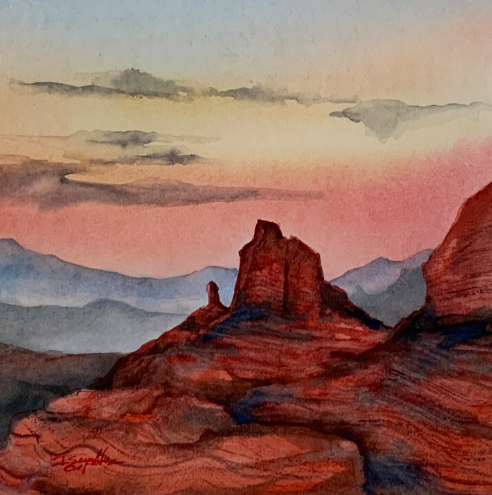 Pittura intitolato "Sedona F1 120" da Isabelle Seruch Capouillez, Opera d'arte originale, Acquarello