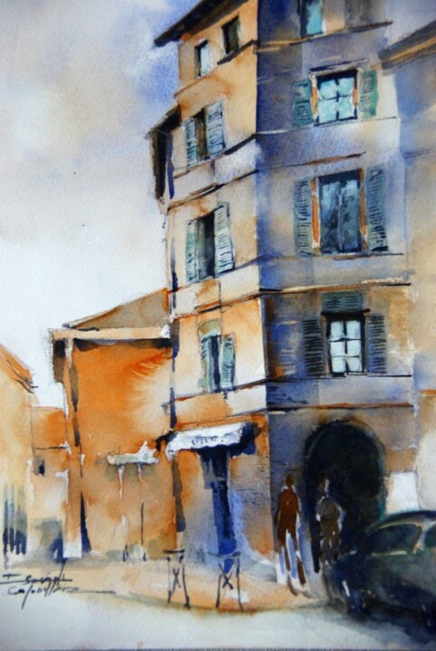 Painting titled "Toulouse quartier d…" by Isabelle Seruch Capouillez, Original Artwork, Watercolor