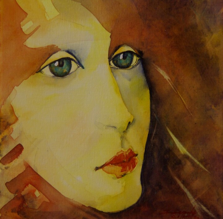 Painting titled "femme rêve" by Isabelle Seruch Capouillez, Original Artwork
