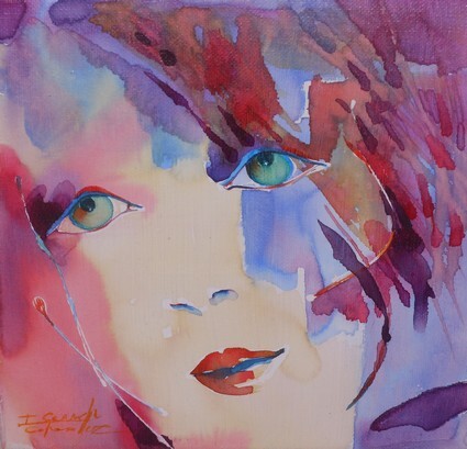 Painting titled "femme fleurie" by Isabelle Seruch Capouillez, Original Artwork