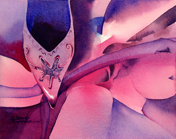 Painting titled "Babouche en étoile" by Isabelle Seruch Capouillez, Original Artwork, Watercolor