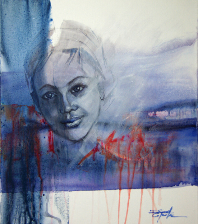 Картина под названием "reveuse" - Isabelle Seruch Capouillez, Подлинное произведение искусства, Акрил