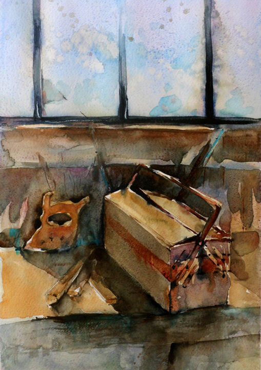 Peinture intitulée "Atelier JC" par Isabelle Seruch Capouillez, Œuvre d'art originale, Aquarelle