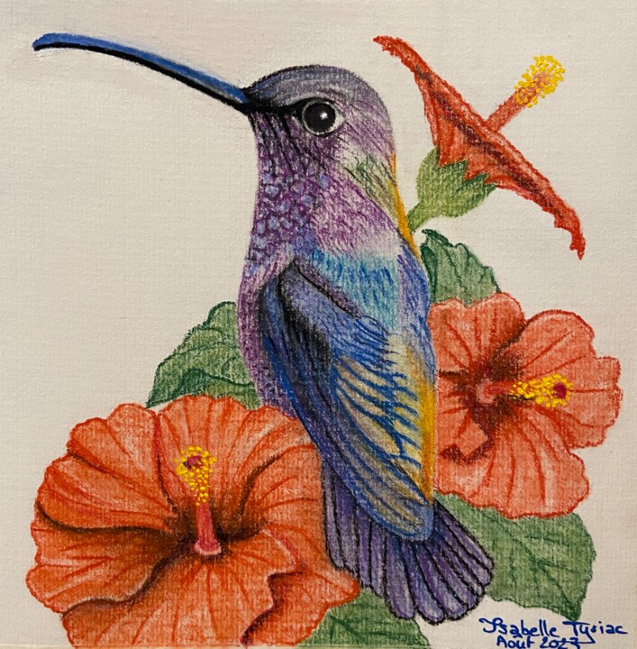 Drawing titled "Colibri" by Isabelle Tysiac, Original Artwork, Pastel