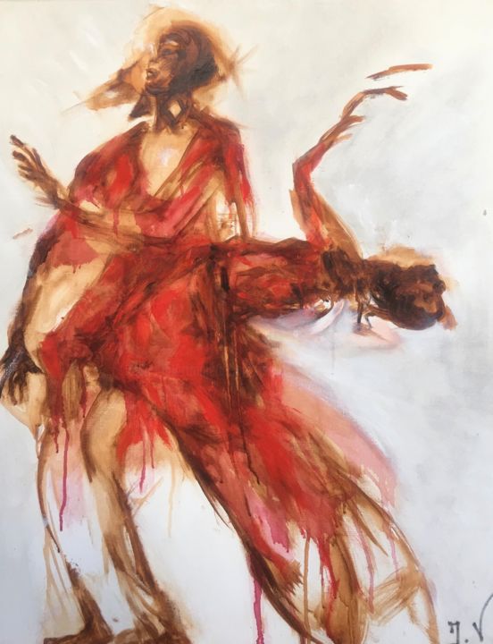 Peinture intitulée "El baile del amor" par Isabelle Verdenne, Œuvre d'art originale, Huile