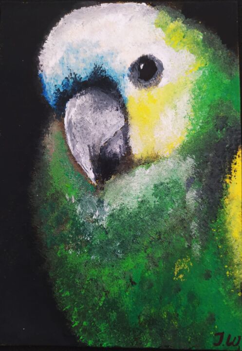 Painting titled "Parrot" by Isabelle Wickihalder, Original Artwork, Acrylic