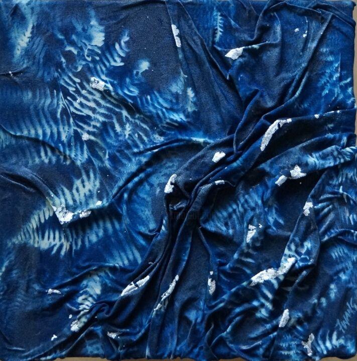 Sztuka tkaniny zatytułowany „ONDE” autorstwa Isabelle Zwang, Oryginalna praca, Tkanina Zamontowany na Drewniana rama noszy