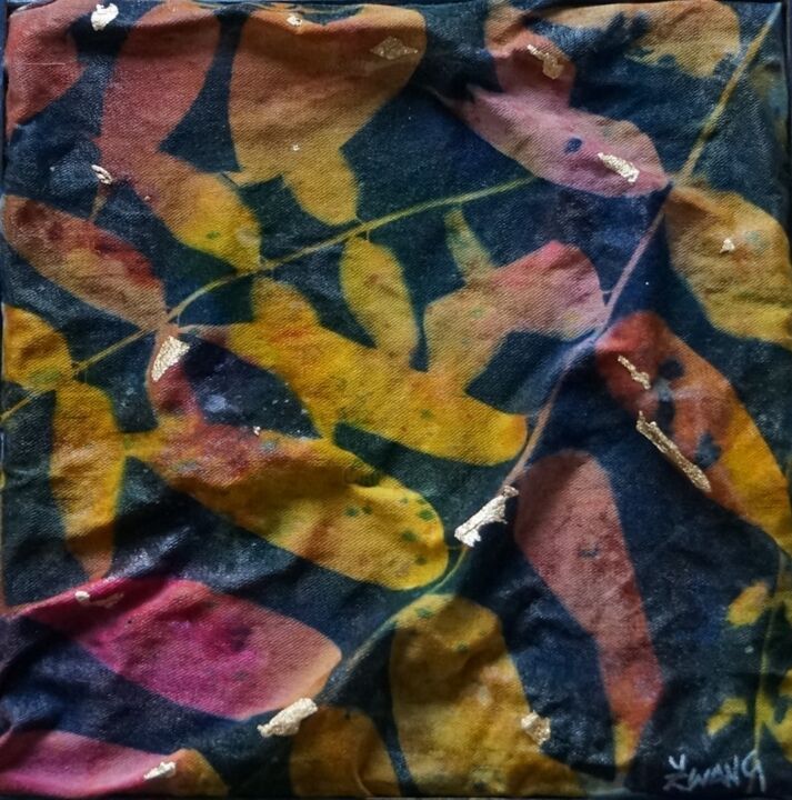 Art textile intitulée "FEUILLES D'AUTOMNE" par Isabelle Zwang, Œuvre d'art originale, Tissu