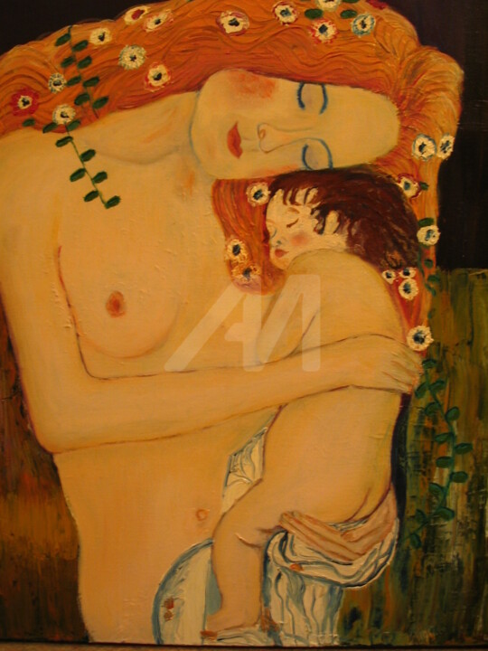 Peinture intitulée "Maternité" par Isabelle Blot, Œuvre d'art originale, Huile