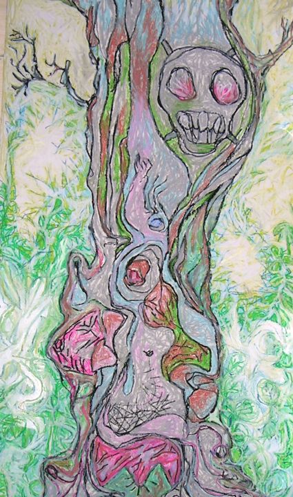 Painting titled "arbre.jpg" by Isabelle Bardin, Original Artwork, Pastel