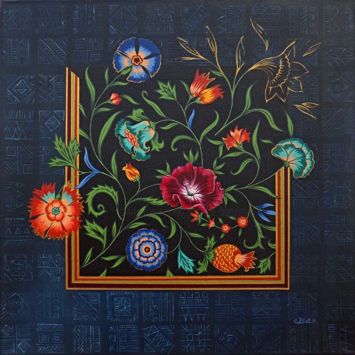 Peinture intitulée "Floraison" par Isabelle Blanchon, Œuvre d'art originale, Acrylique Monté sur Châssis en bois