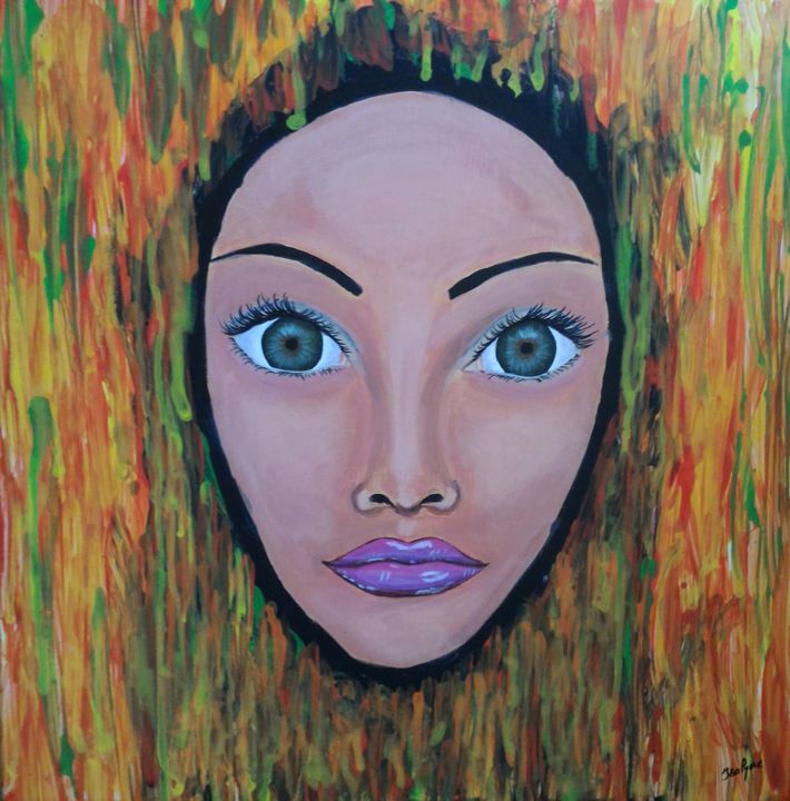 Painting titled "Jade" by Isalyne, Original Artwork, Acrylic