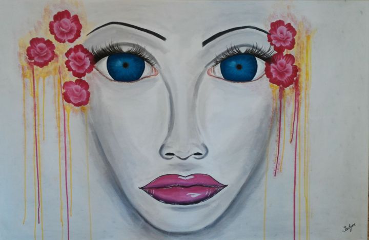 Painting titled "Léna" by Isalyne, Original Artwork, Acrylic