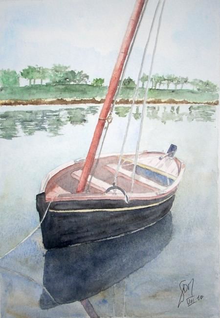 Peinture intitulée "voilier au Conquet" par Isabelle Dumorel, Œuvre d'art originale