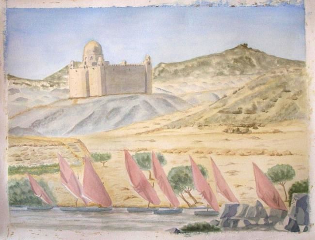 Peinture intitulée "Sur le Nil" par Isabelle Dumorel, Œuvre d'art originale