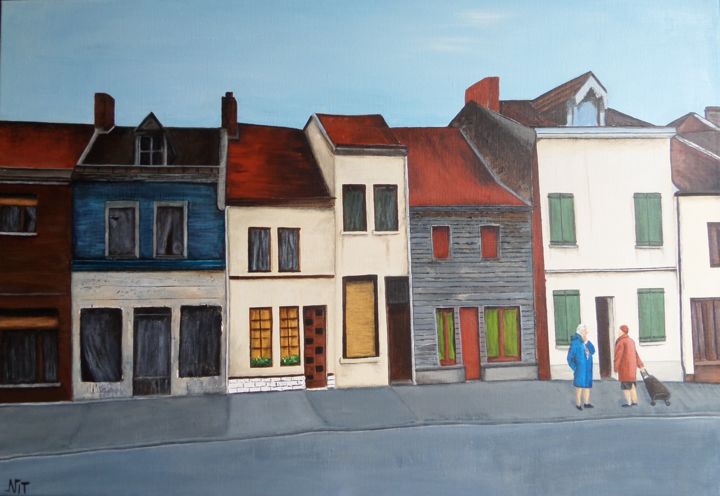 Malarstwo zatytułowany „les voisines” autorstwa Isabelle Gaudefroy Nit, Oryginalna praca, Akryl