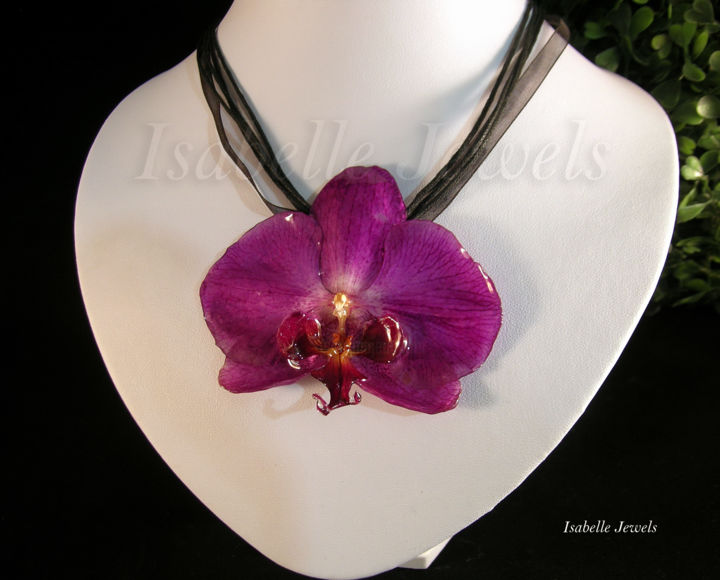 Artigianato intitolato "fiore orchidea rosa…" da I Fiori Di Isabelle Jewels, La Natura Ne, Opera d'arte originale