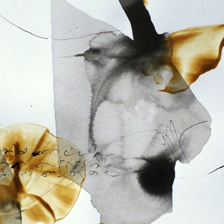 Peinture intitulée "Sous l'effet d'un m…" par Isabelle Mignot, Œuvre d'art originale, Encre