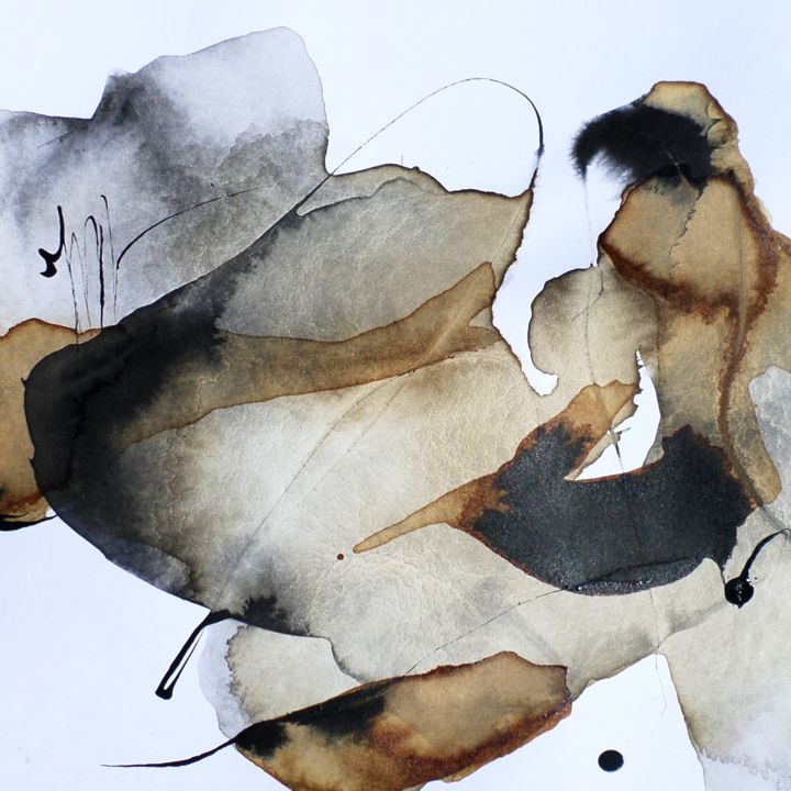 Peinture intitulée "Fugue sentimentale…" par Isabelle Mignot, Œuvre d'art originale, Encre