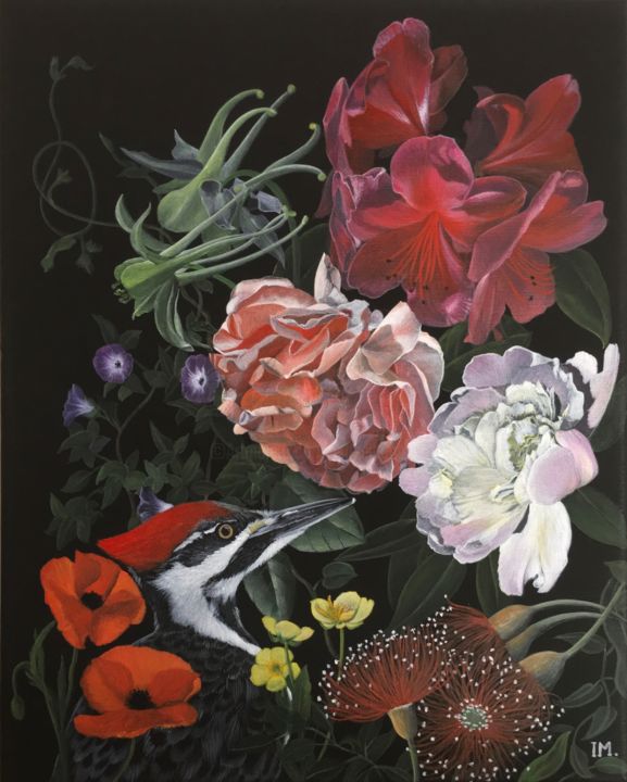 Painting titled "Printemps noir 2" by Isabelle Molinard, Original Artwork, Acrylic