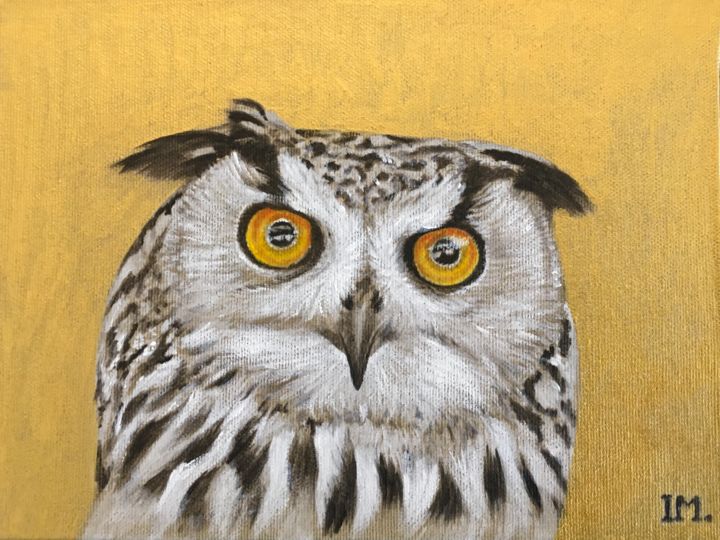 Painting titled "Hibou 2" by Isabelle Molinard, Original Artwork, Acrylic