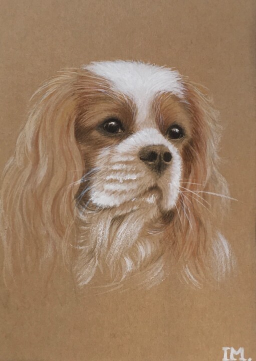 Painting titled "Cavalier king charl…" by Isabelle Molinard, Original Artwork, Watercolor