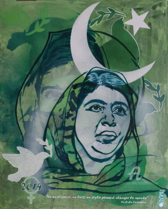 绘画 标题为“Malala Yousafzai” 由Murzo, 原创艺术品, 喷漆