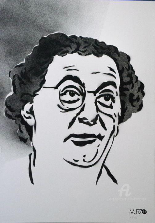 Painting titled "Coluche" by Murzo, Original Artwork, Spray paint