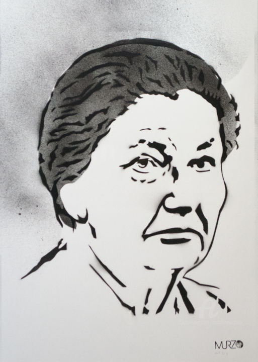 Ζωγραφική με τίτλο "Simone Veil" από Murzo, Αυθεντικά έργα τέχνης, Σπρέι βαφής